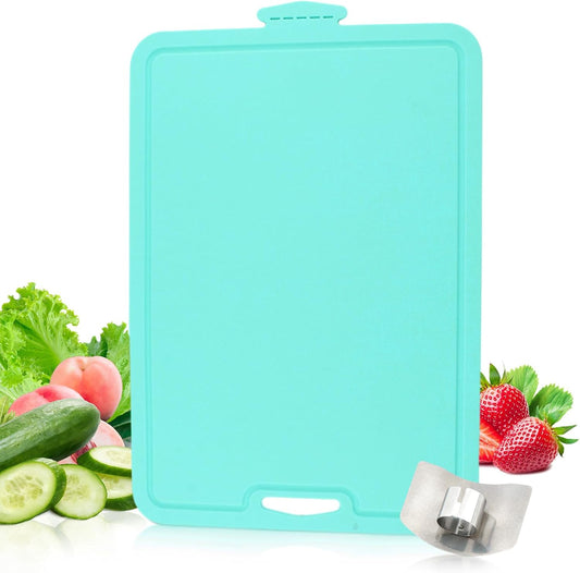 Flexible Cutting Board, With Finger Guard Silicone Cutting Board Non Slip Cutting Mat Foldable Chopping Board Mat for Meat and Vegetables (Green)