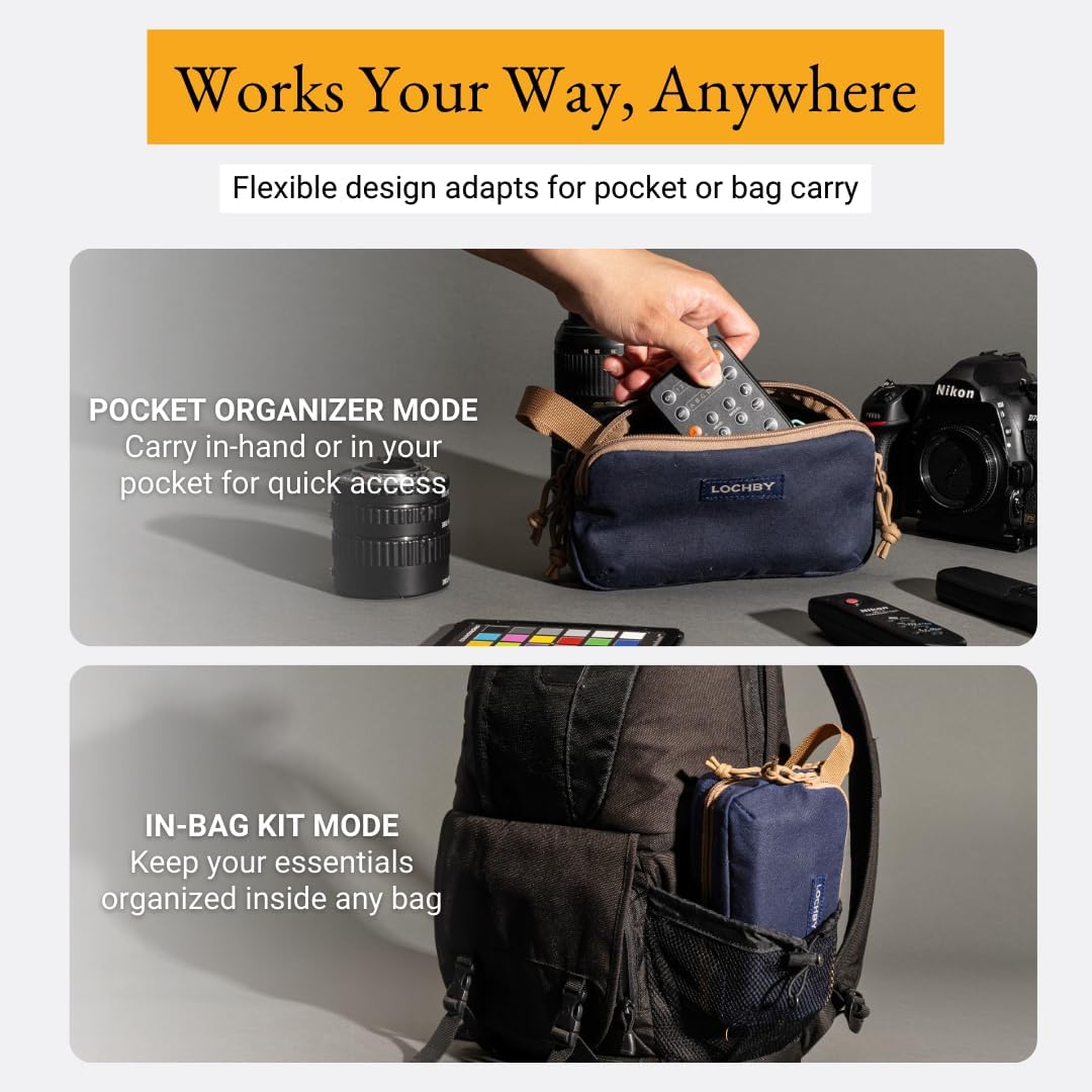 LOCHBY® Venture Pouch | Multipurpose Tactical Tool Bag | Water Resistant Waxed Canvas | Dual-Sided Zipper Pouch | for Motorcycle, Bike, EDC, Pen, Pencil, Art, Tech & Travel