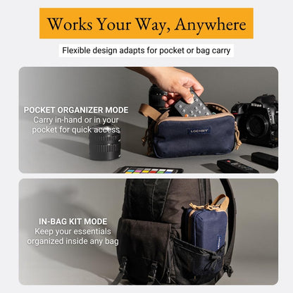 LOCHBY® Venture Pouch | Multipurpose Tactical Tool Bag | Water Resistant Waxed Canvas | Dual-Sided Zipper Pouch | for Motorcycle, Bike, EDC, Pen, Pencil, Art, Tech & Travel