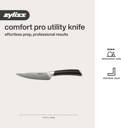 Zyliss Comfort Pro Chef's Knife - Ice Hardened Stainless Steel Kitchen Knife - Tarnish-Free and Rust-Resistant Kitchen Cutlery - Black/Stainless Steel - 8 inches