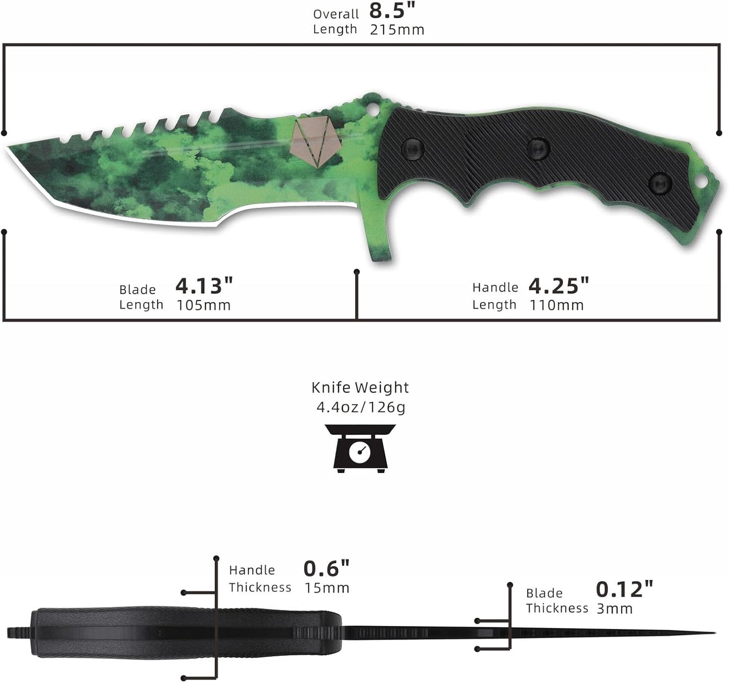 REAT Fixed Blade Knife with Sheath, 4.1" 440C Steel Blade with Full Tang Design,Ergonomic ABS Plastic Handle, EDC Sharp Hunting Knife,Tactical Knife for Camping,Survival,Bushcraft,Hiking