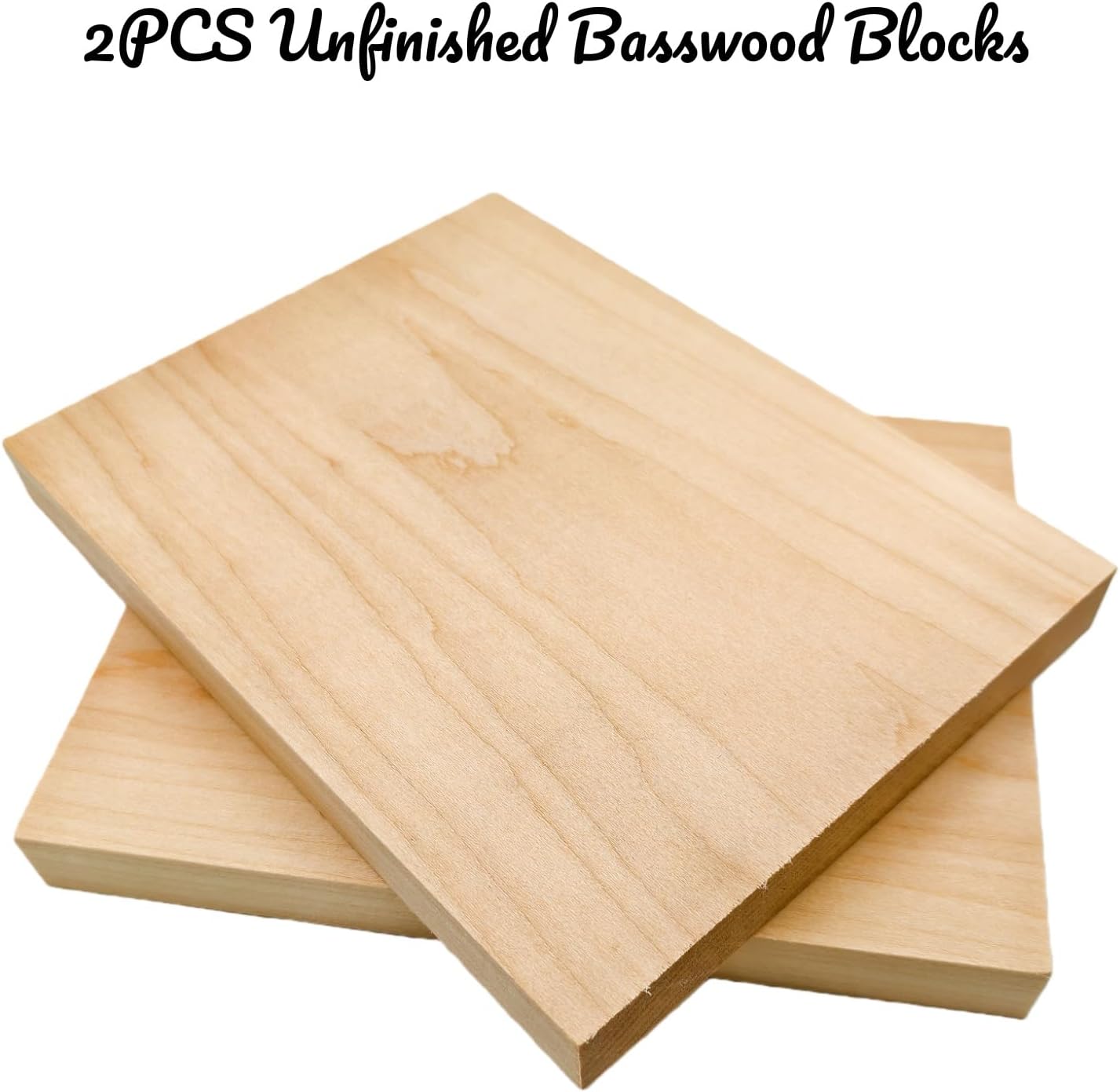 Unfinished Basswood Blocks for Crafts, Wood Craft Panels for Art, Engraving, Painting, DIY Projects, Chip Carving, Fretwork (7.87 x 3.93 x 0.78 in)