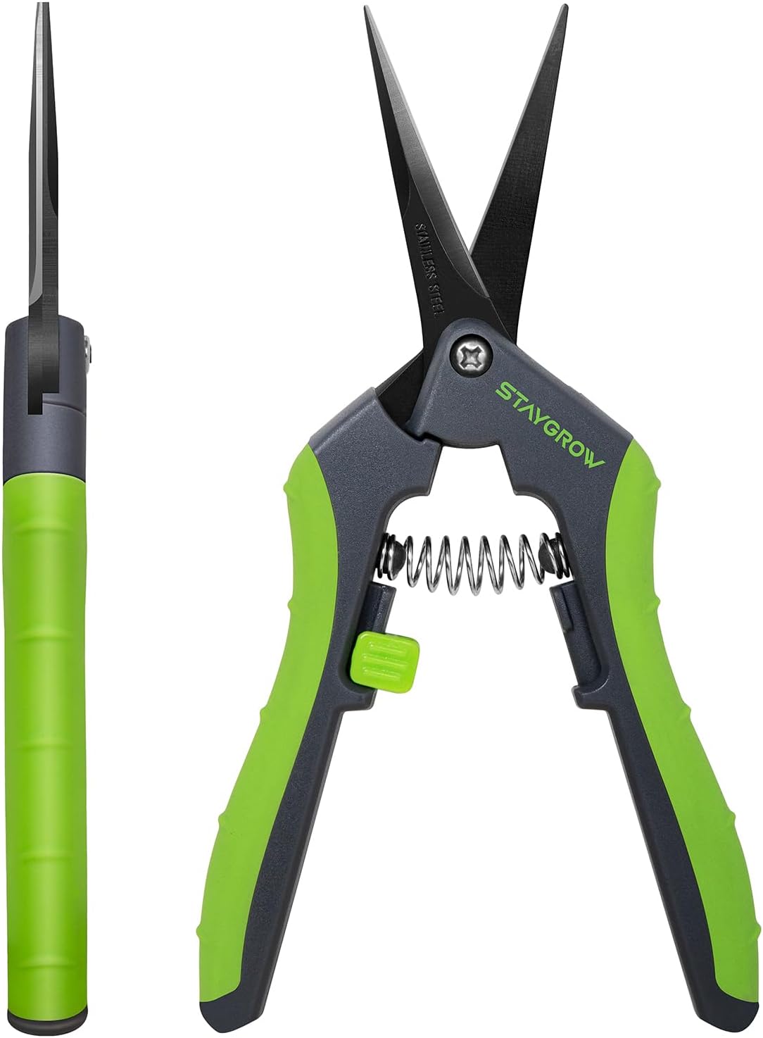 2pcs 6.5" Pruning Shears for Gardening, Ultra Sharp Garden Scissors for Precise Cuts, Stainless Steel Bonsai Clippers with Spring Loaded, 6.5 Inch Garden Shears (1pc Straight & 1pc Curved)