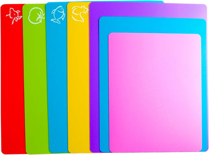4 Pieces Flexible Cutting Board mats, Plastic Cutting Boards for Kitchen Cooking, Cutting board sheets for Meat and Vegetables, Dishwasher Safe