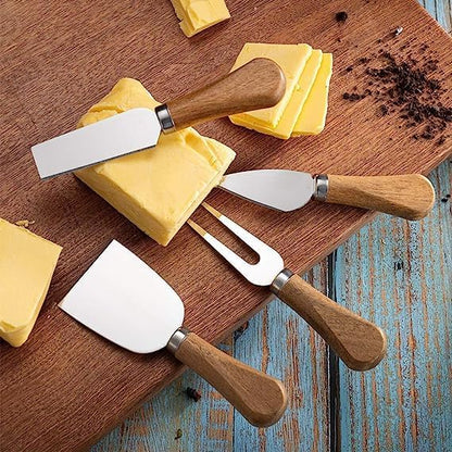Premium Wooden Handle Cheese Tool Set - 6 Piece Cheese Knife Set - Cut, Spread All Your Favorite Cheeses (6-piece wooden set)