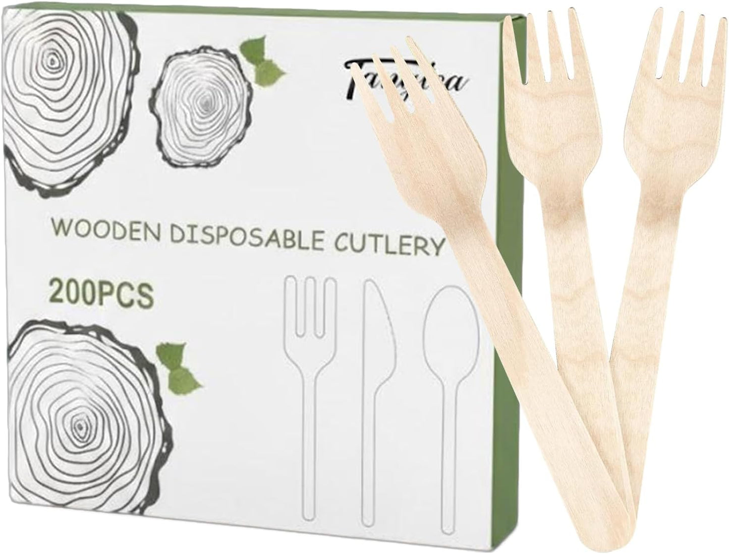 200 Disposable Knives - 6.5 Inch Long Wooden Cutlery - Biodegradable Silverware for Catering Formal Events, Parties, Picnics, Camping, Travel, Weddings, and Other Occasions