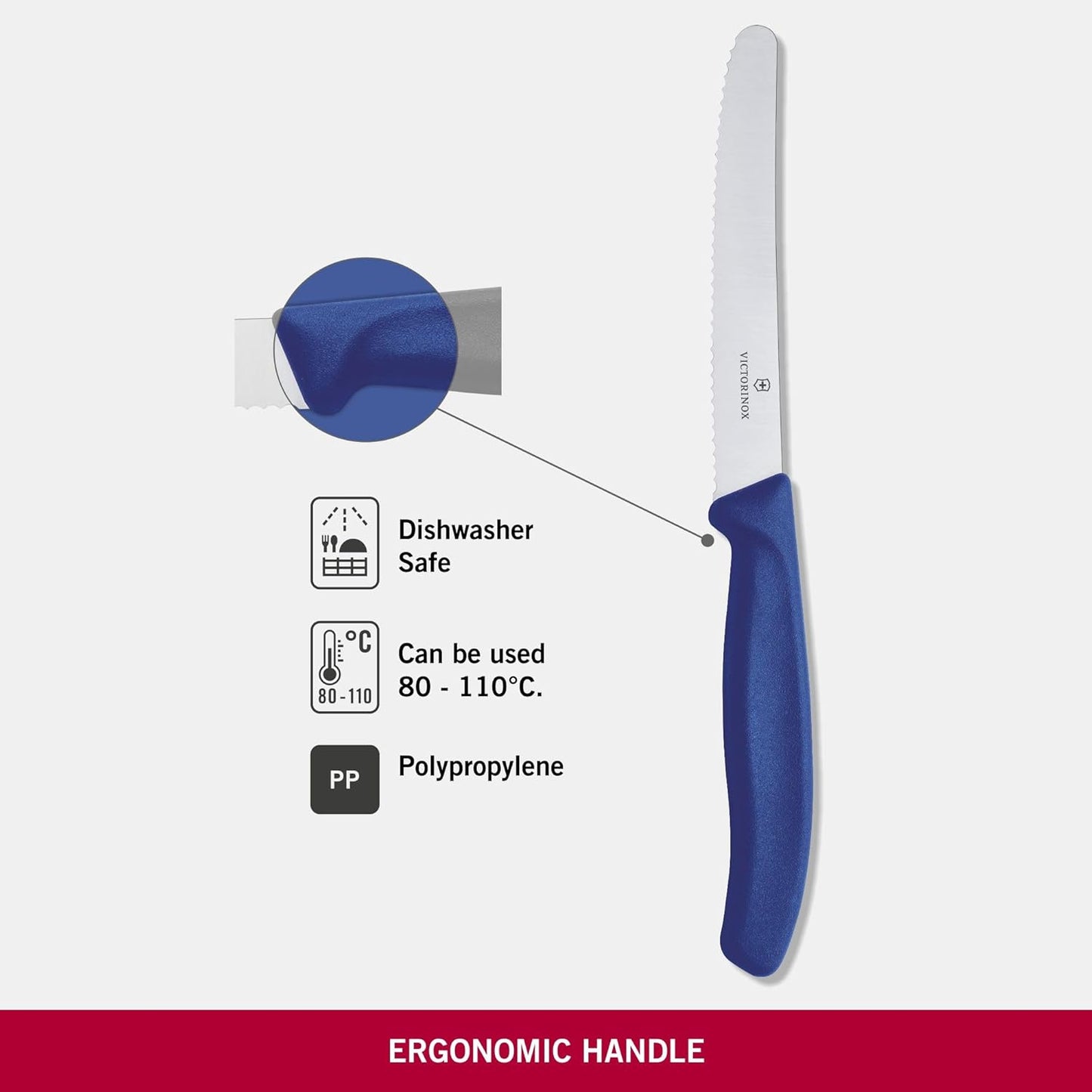 Victorinox 6.7832 Swiss Classic Tomato and Table Knife Ideal for Cutting Fruits and Vegetables with Soft Skin Serrated Blade in Blue, 4.3 inches
