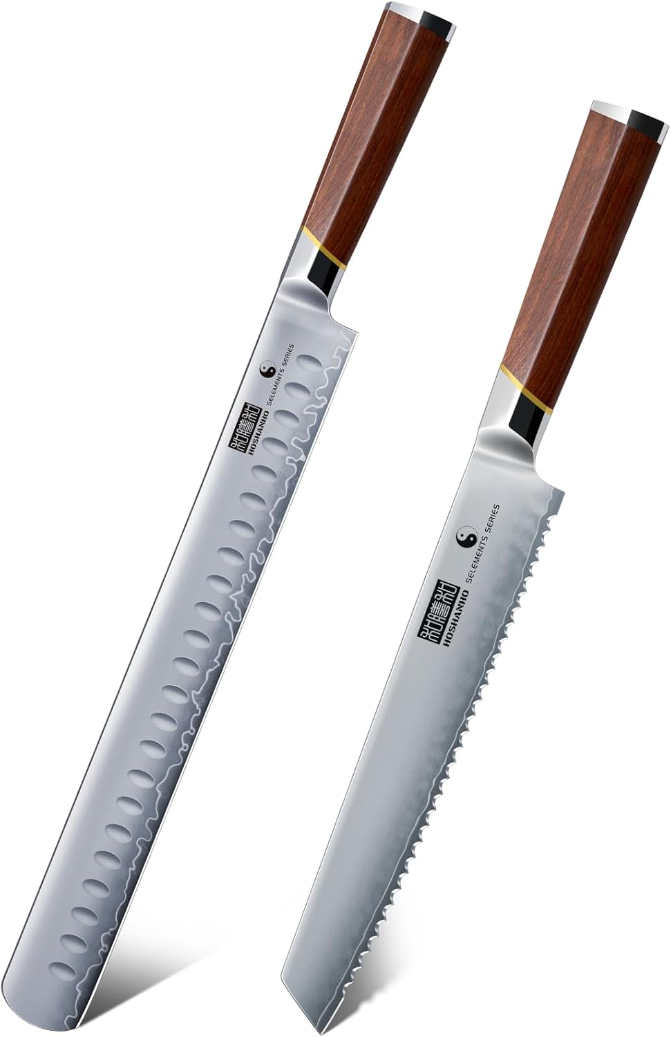 HOSHANHO Bread Knife 8 Inch & Brisket Knife 12 Inch, Razor Sharp Japanese High Carbon Steel Serrated Bread Knife, Professional Slicing Knives with Ergonomic Handle & Gift Box