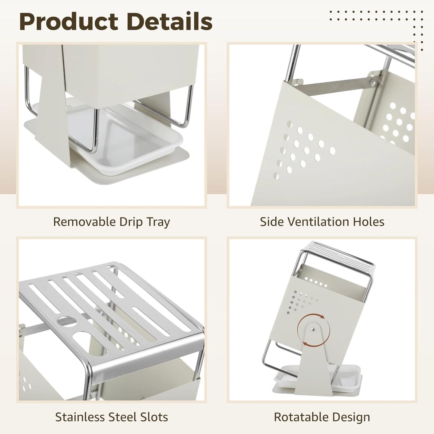 Universal Kitchen Cutter Block Holder, Rotating Stainless Steel Cutting Tool Organizer for Countertop, 9 Slots for Scissors and Sharpening Rod, Minimalist Kitchen Storage Rack for Cutters