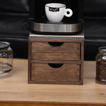 DDYURI Drawer Organizer Coffee Pod Holder - Kitchen Cutlery Storage Accessories/ K-Cup Drawers with Detachable Wooden Partition - Coffee Capsules Organization Counter - Wood desktop Small Cabinets