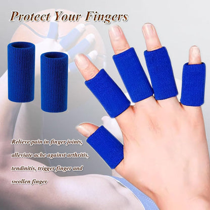 Finger Sleeves Protectors, 10Pcs Sport Finger Sleeves Elastic Thumb Brace Support for Basketball Golf Premium Fingers Sleeve for Arthritis Perfect for Relieving Pain (10PCS black set)