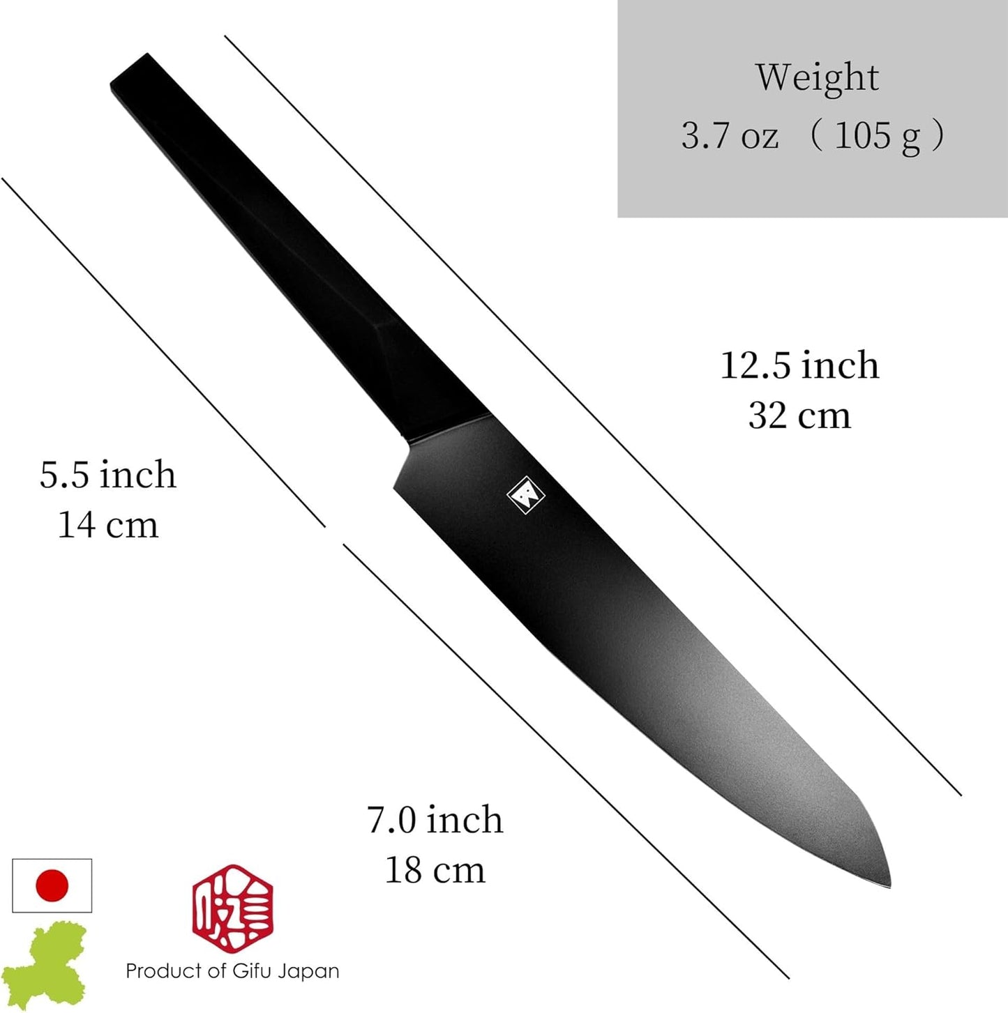 Seki Japan Via Kitchen Japanese Chef Kitchen Knife, Molybdenum Steel Gyuto Knife, TPR & ABS Handle, 185 mm (7.2 in)