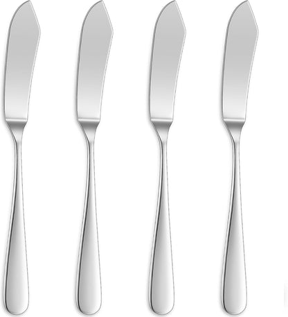 KEAWELL Premium 7" Louise Butter Knives: Set of 4, 18/10 Stainless Steel, Dishwasher Safe and Rust-Resistant (Hammered)