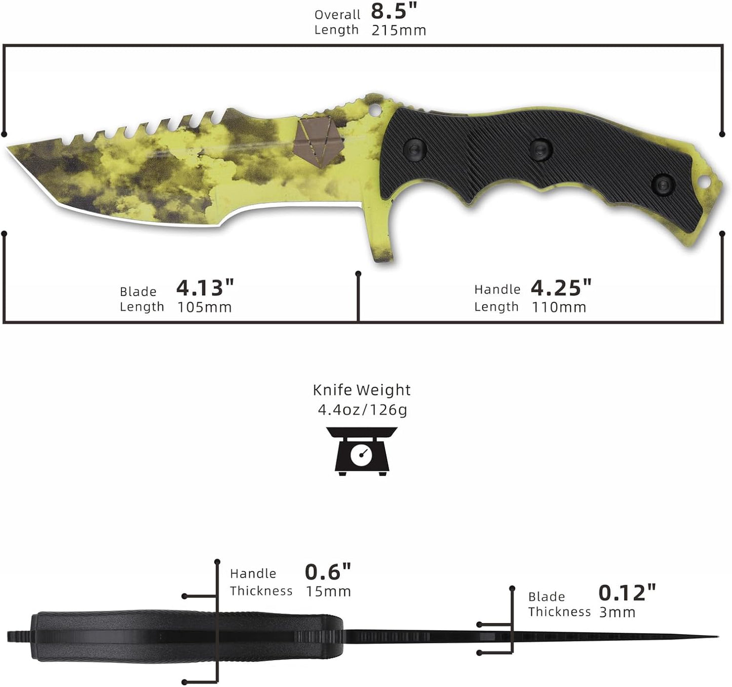 REAT Fixed Blade Knife with Sheath, 4.1" 440C Steel Blade with Full Tang Design,Ergonomic ABS Plastic Handle, EDC Sharp Hunting Knife,Tactical Knife for Camping,Survival,Bushcraft,Hiking