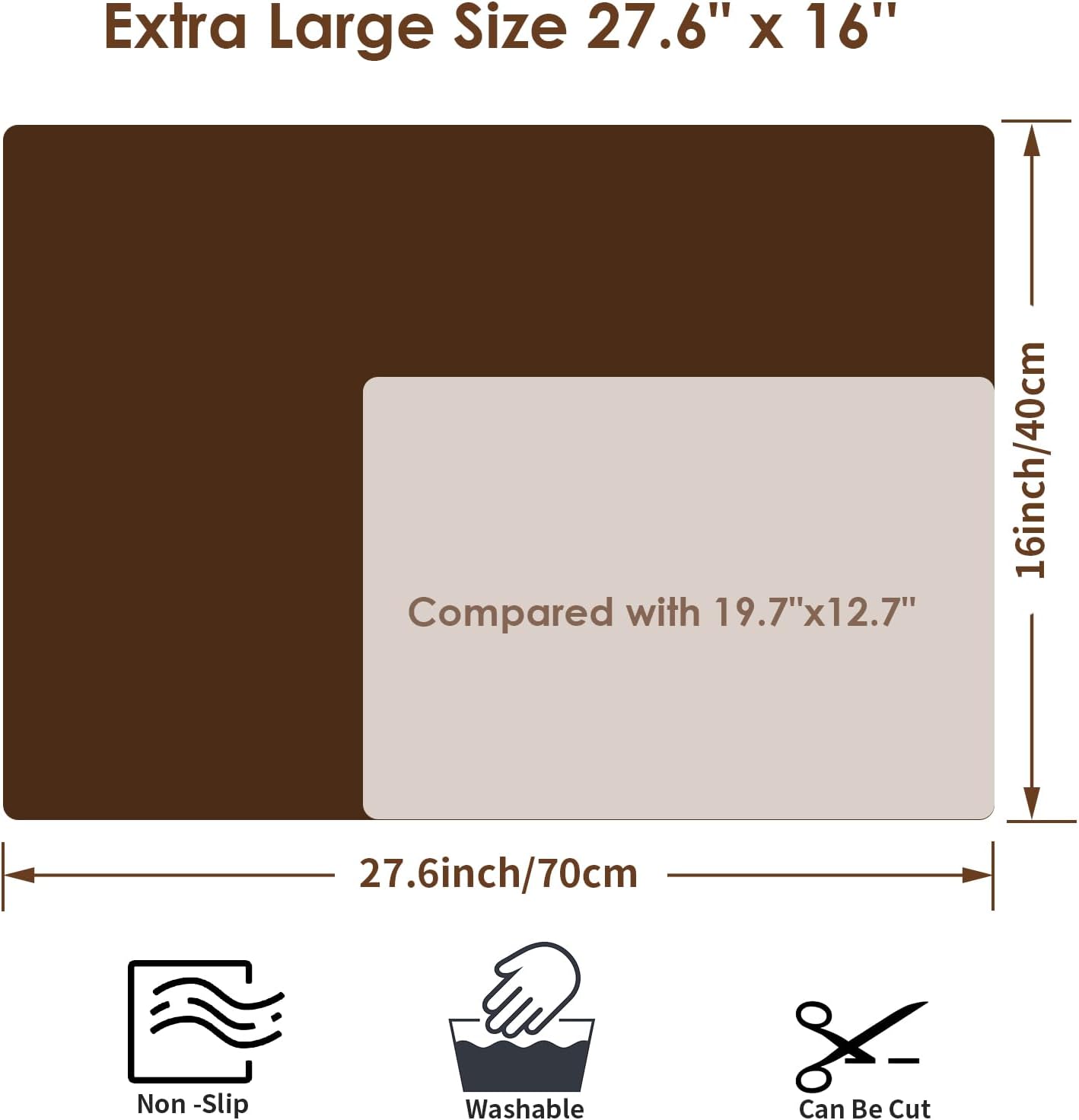 Extra Large Dark Green Countertop Mat - Silicone Table Kitchen Desk Mat - Non-Slip & Heat Resistant - Dinner Placemat Pastry Dough Rolling Mat - Colors A