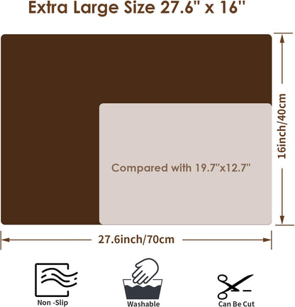 Extra Large Dark Green Countertop Mat - Silicone Table Kitchen Desk Mat - Non-Slip & Heat Resistant - Dinner Placemat Pastry Dough Rolling Mat - Colors A