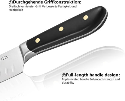 14-Piece Kitchen Knife Set with Detachable Block, High Carbon Stainless Steel Dishwasher Safe Knives, Includes Chef, Santoku, Bread, Steak Knives for Home Kitchen,White
