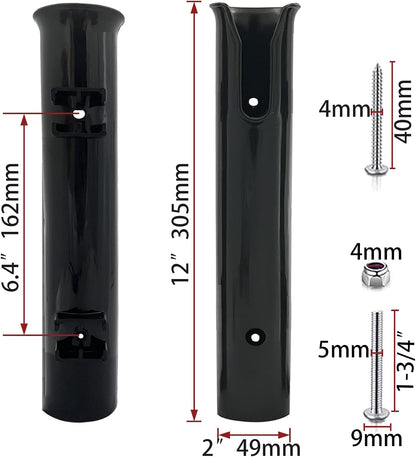 ISURE MARINE Fishing Rod Holder Bracket Wall Mounted Boat Side Mount Tool Holder Tube Links with Screws 2/3/4/6 Pole Tube (White/Black)