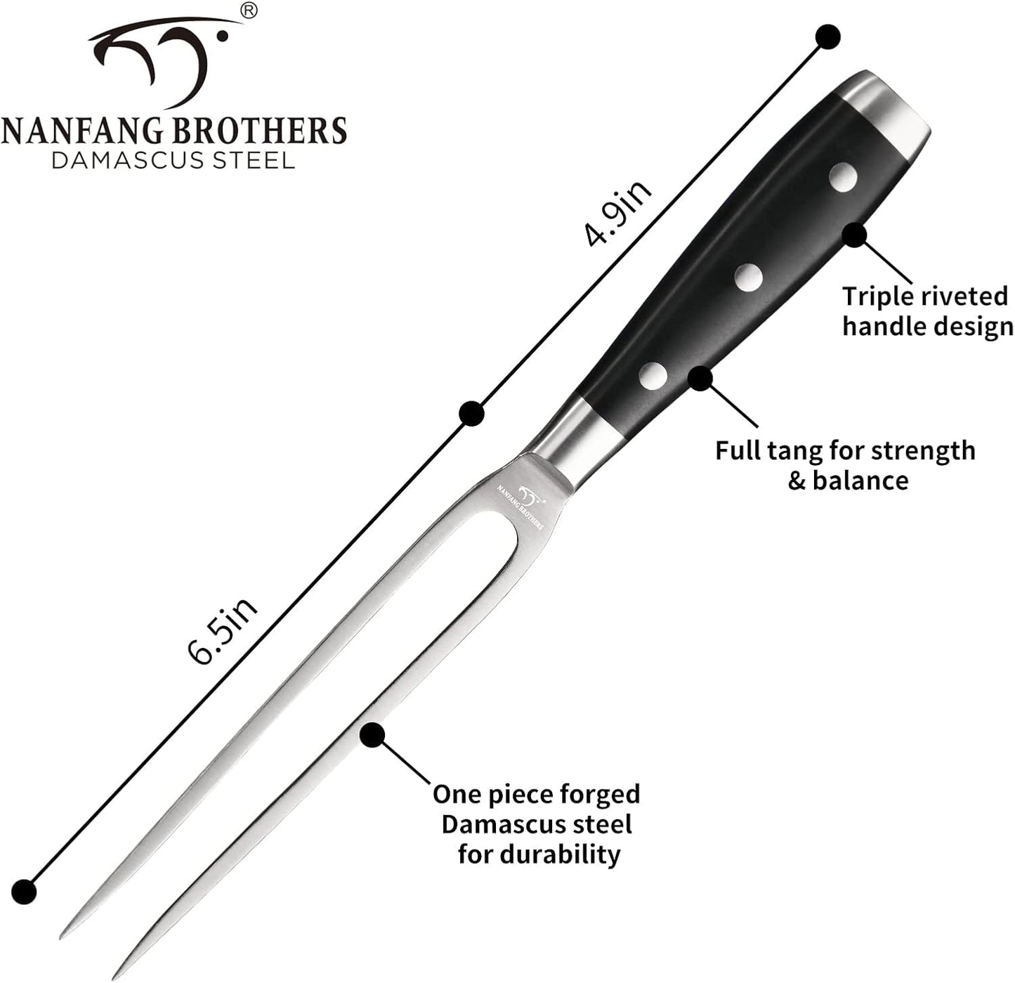 NANFANG BROTHERS Knife Sets for Kitchen with Block, Damasucs Kitchen Knife Sets 9 Pieces with Ergonomic Triple Rivet Handle, Kitchen Knives for Chopping, Slicing, Dicing & Cutting
