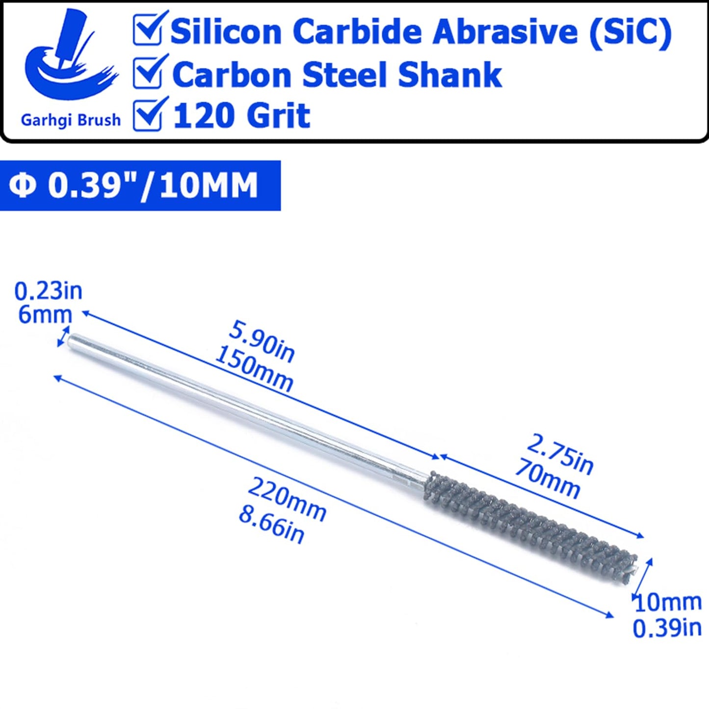 0.591"(15mm) Cylinder Hone Brush with Round Carbon Steel Shank in 120 Grit SiC Abrasive Nylon Balls for Deburring Small Engine Cylinders Brake Piston Rings Guides Tubes Cam Bearings