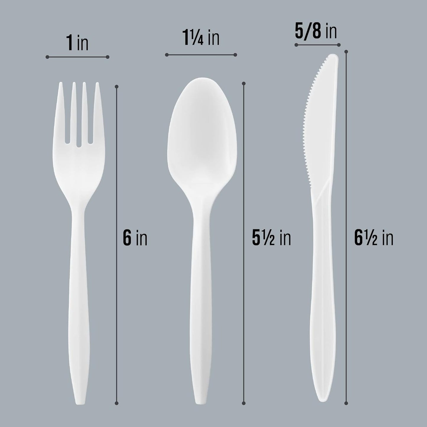PLASTICPRO Cutlery Plastic Knives Medium Weight Disposable Silverware White (1000 Count)