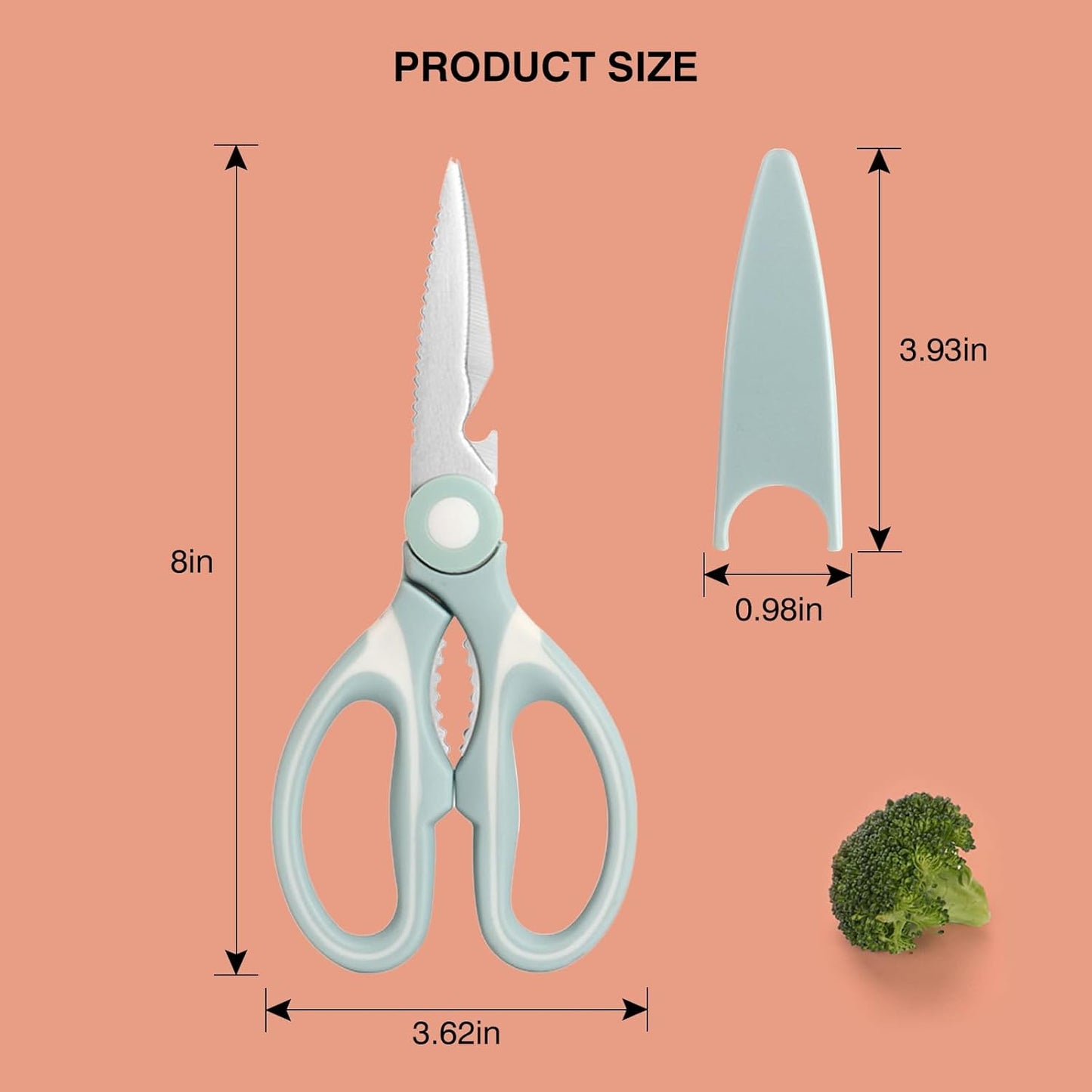 NileHome Kitchen Scissors, Stainless Steel Scissors All Purpose Heavy Duty, Kitchen Scissors for Food Dishwasher Safe, Kitchen Shears for Kitchen Meat Chicken Fish Poultry Herb Bread (Blue)
