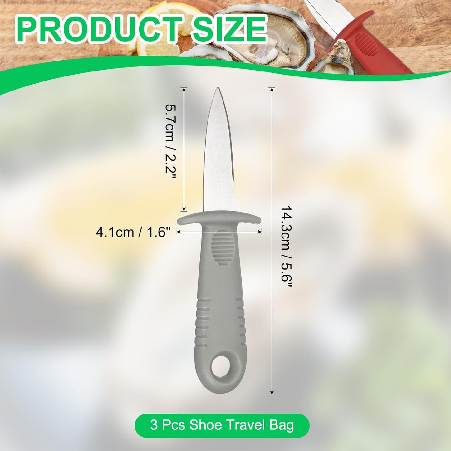 uxcell 3 Pcs Stainless Steel Oyster Shucking Knife, Oyster Shucking Shell Opener Knife Non-Slip for Shellfish Opening Seafood Restaurants Home Use, Red