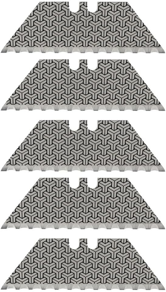 NDZ Performance Serrated Steel Blade Replacement for Utility Knife & Box Cutters, Custom Double Sided Laser Engraved Designs, Silver - Skull - 3 Pack