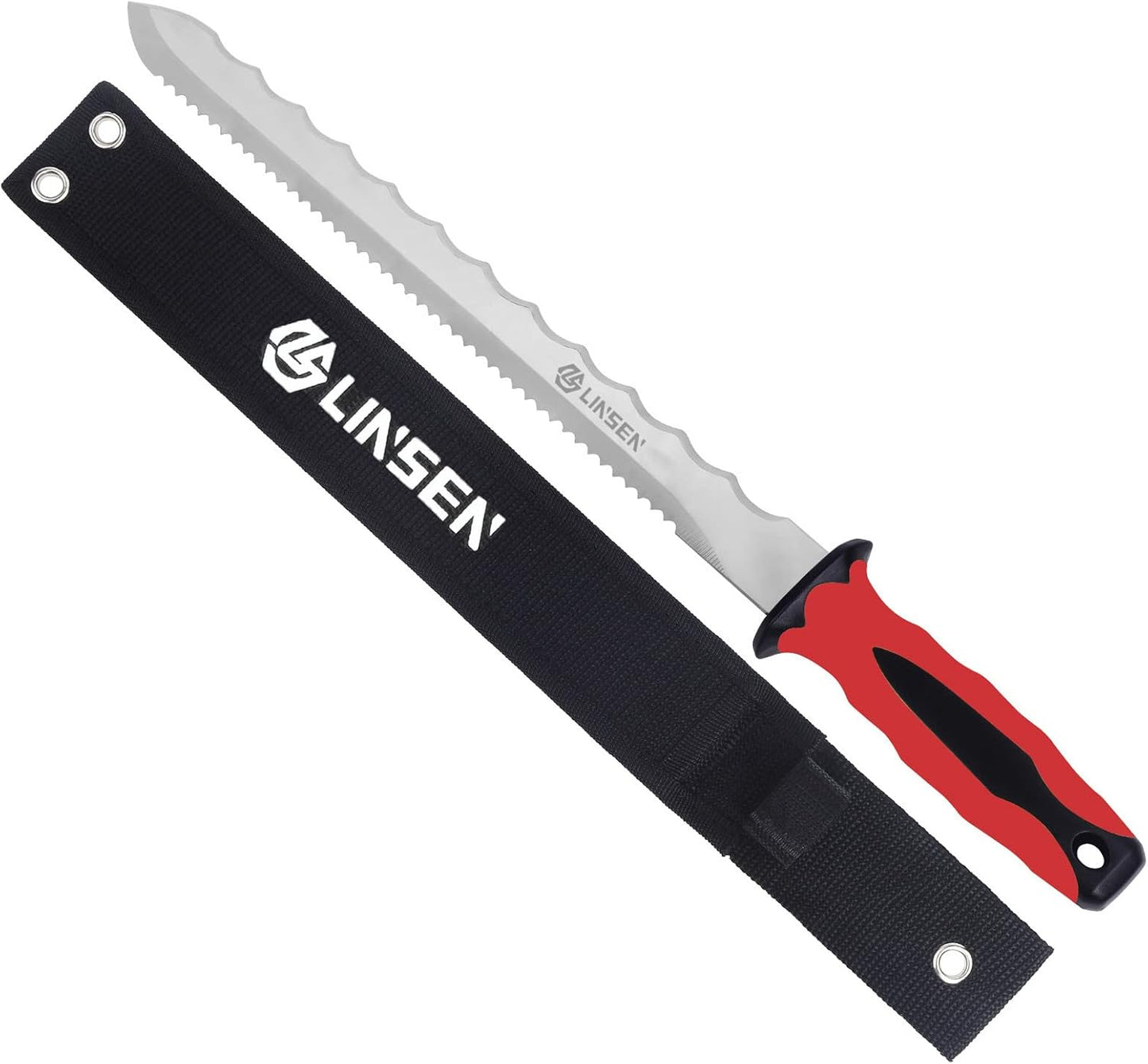 Stainless Steel Garden Knife with 11" Blade with New Handle, Double Side Utility Sod Cutter Lawn Repair Garden Knife with Nylon Sheath (YELLOW)