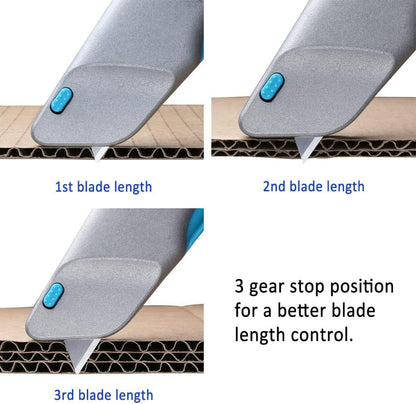 Nova Squeeze Trigger Utility Knife and Heavy Duty Box Cutter, Self Retractable Safety Knife, Ergonomic Aluminum Body, Safety-Lock Design, Durable and Safe