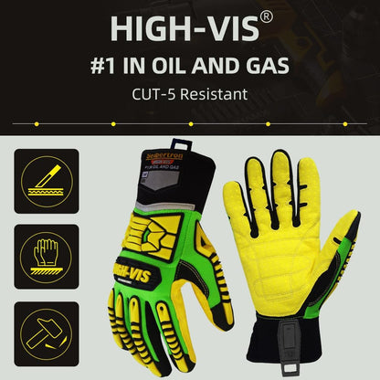 Seibertron High-Vis Series Cut Resistant Reducing Anti-Impact Mechanics Heavy Duty Safety Rescue Oil and Gas Gloves