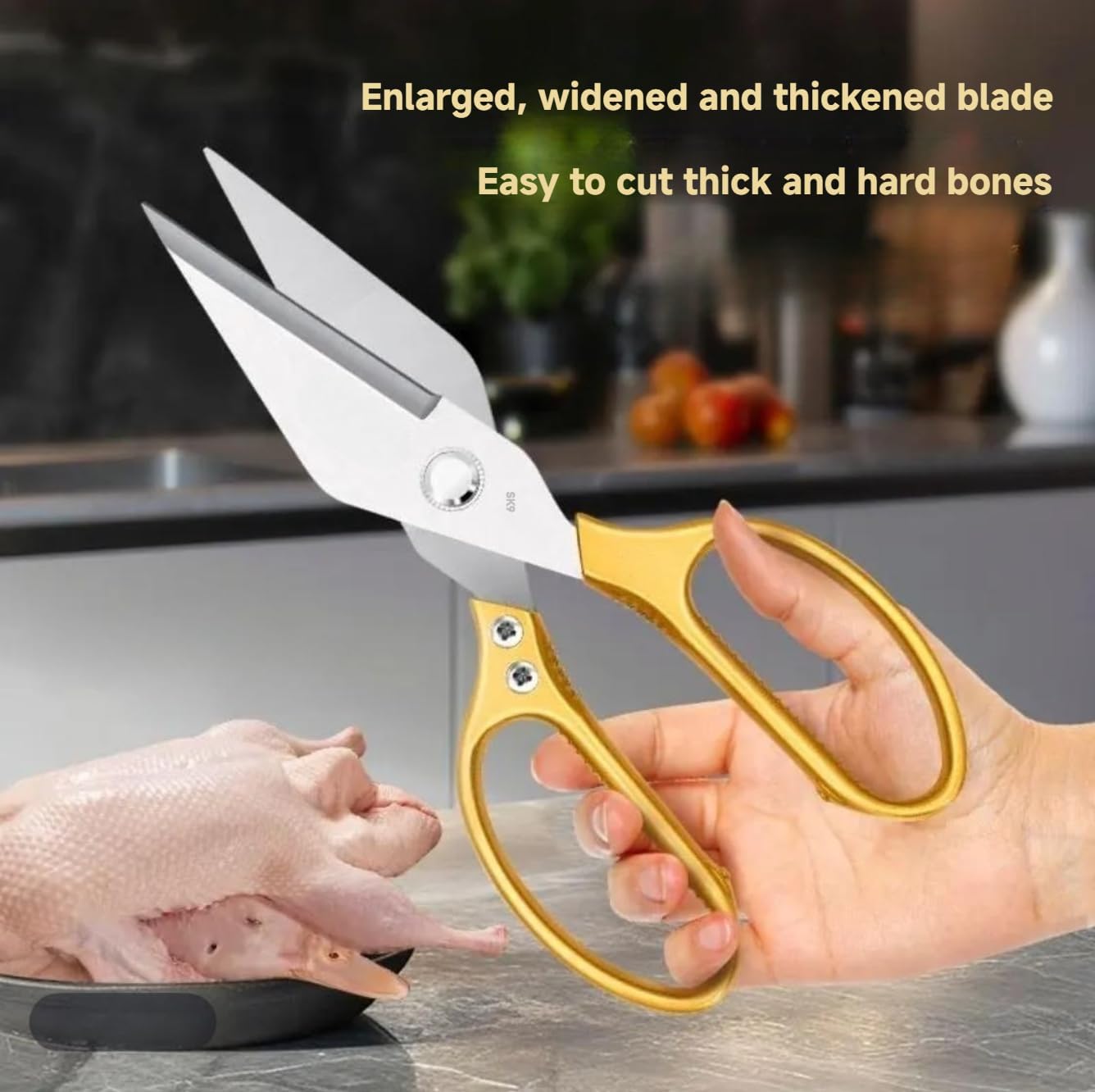 Heavy Duty Poultry Shears - Kitchen Scissors for Cutting Chicken, Spatchcock, Turkey, Poultry, Game, Meat - Stainless Steel Kitchen Cooking Shears for Food - Dishwasher Safe