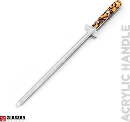 Giesser since 1776, Made in Germany, Sharpening Steel 10 inch - Honing Steel, PremiumCut, Spicy Orange