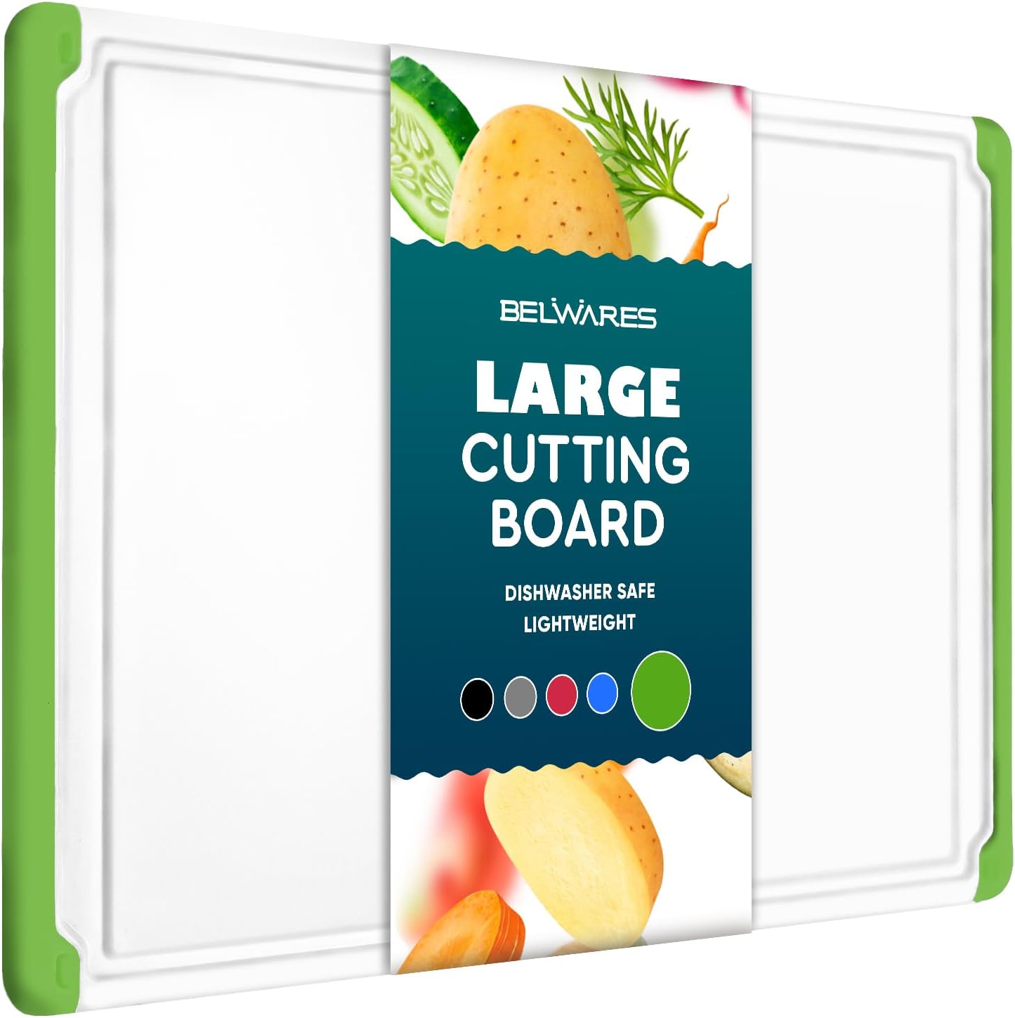 Extra Large Plastic Cutting Board for Kitchen - 18 Inch Dishwasher Safe Cutting Board, Reversible Chopping Board with Juice Groove + Non Slip Feet for Meat, Fruit, Vegetables, Meal Prep by Belwares