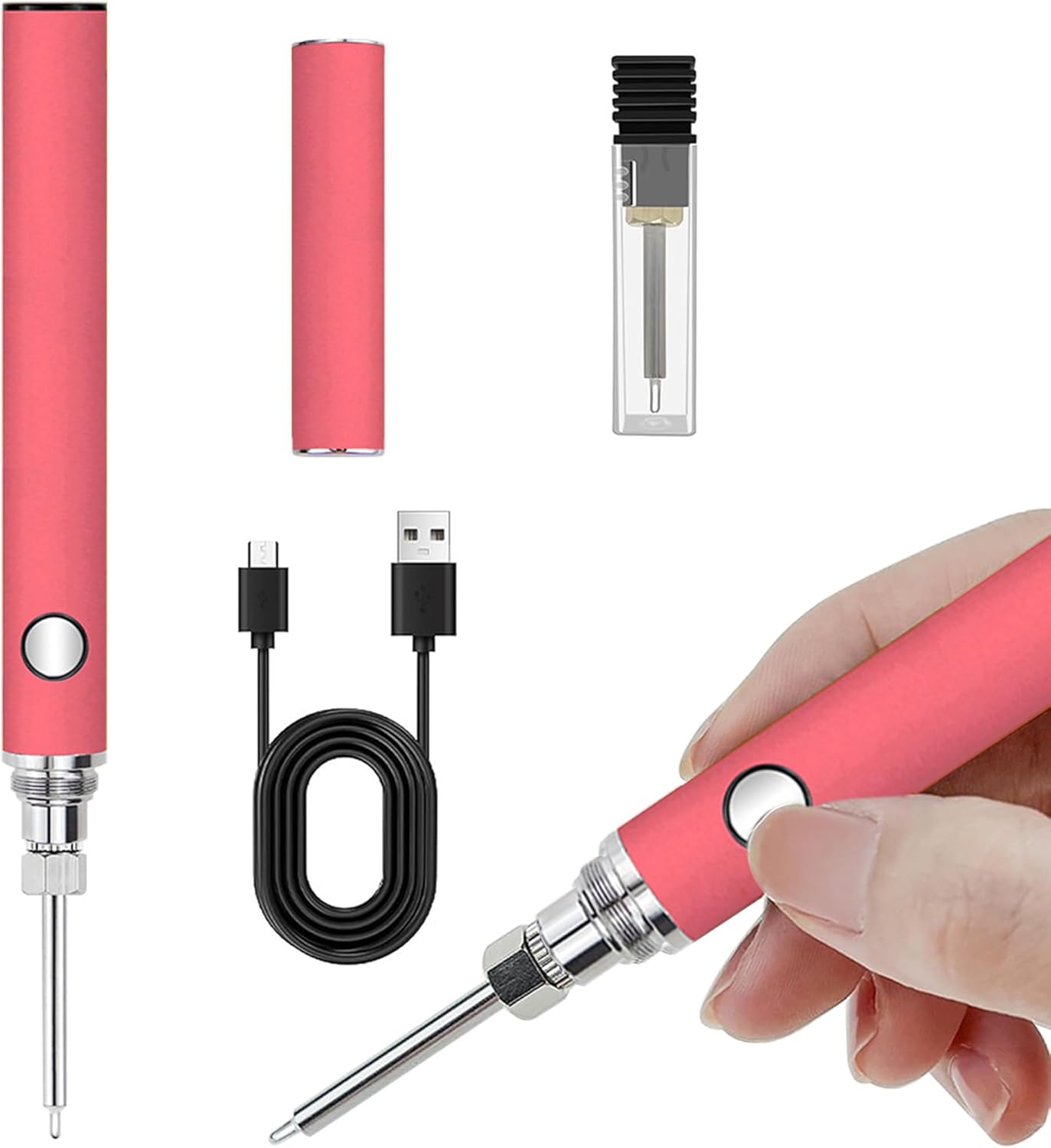Rechargeable Thread Burner Kit, Knitting & Beading Thread Burning Tool, for Leather Craft, Sewing, Weaving and Stringing, Beading, Wooden Board Hot Stamping, Molten Wax Carving (Blue)