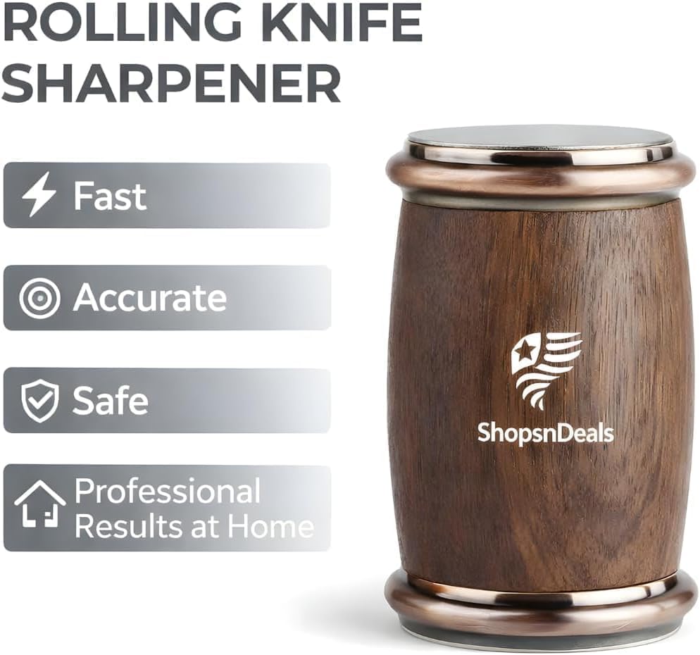 Rolling Knife Sharpener Kit with Magnetic Angle Guide 15° & 20° | Diamond & Ceramic Sharpening System | Professional Kitchen Knife Sharpener Tool for Steel Blades