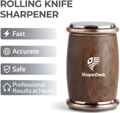 Rolling Knife Sharpener Kit with Magnetic Angle Guide 15° & 20° | Diamond & Ceramic Sharpening System | Professional Kitchen Knife Sharpener Tool for Steel Blades
