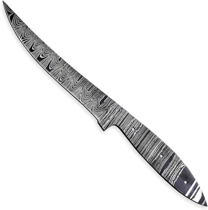 Custom Hand Forged Damascus Steel Blank Blade Fillet Knife Fisherman's Filet Fishing Knife Blade Damascus Blade Billet Handmade Knife Making Supply (FB-07)