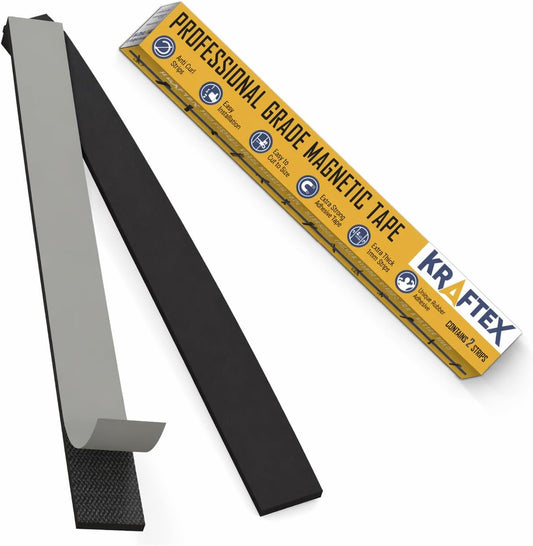 Kraftex Magnetic Tape [5pk, 1ft x 160mil] Magnet Strips with Adhesive Backing. Heavy Duty and Strong Magnet Tape for Crafts, Mounting Tools and DIY. Magnetic Strips with Super Sticky Back