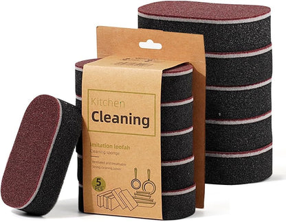 Cleaning Sponges Eraser - Emery Scrub Sponge for Pots & Pans, Heavy Duty Rust & Stain Remover, High-Density Oil-Absorbing Sponge for Kitchen, Dish, Sink & Cookware Cleaning