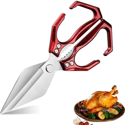 Multifunctional Heavy-Duty Kitchen Shears, Stainless Steel Kitchen Scissors for Food, Poultry Shears for Handling Meat and Vegetables (Silver)