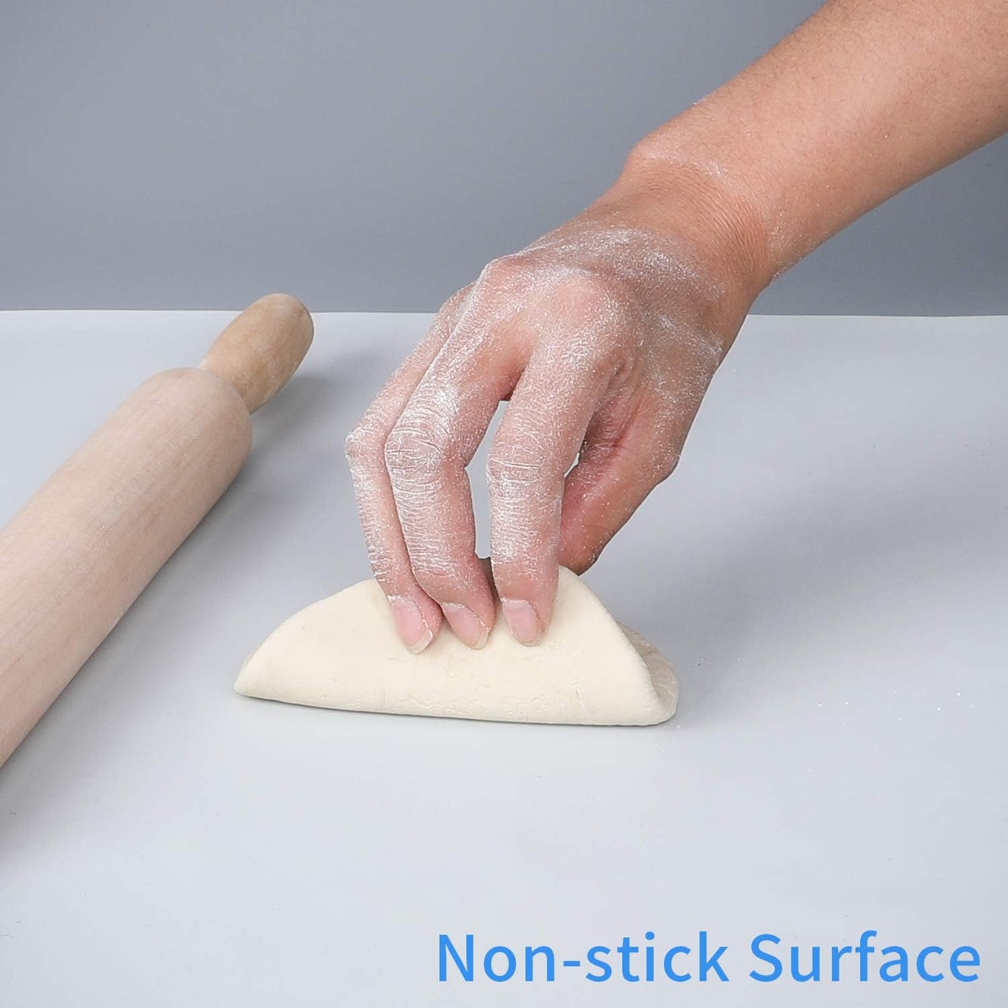 LONGFITE Large Silicone Counter Mat 19.68x15.74 inch Multipurpose Table Placemat Countertop Protector Baking Pastry Mat Nonstick, Nonskid and Heat Resistent (Large, Blue)