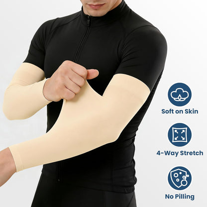 Mochabao 8 Pairs Soft Arm Sleeves, UV Sun Protection Cooling Compression Arm Covers for Outdoor Work, Sports, Men & Women
