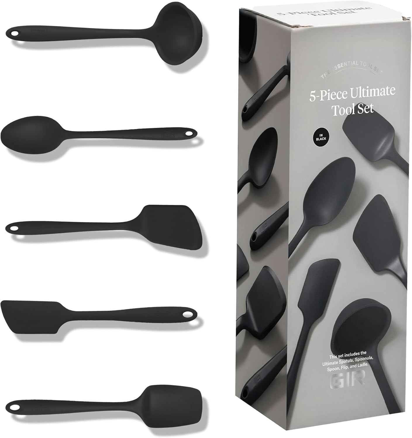 GIR: Get It Right 5 Piece Silicone Ultimate Kitchen Utensils Set - Ladle, Spatula, Flip, Spoon & Spoonula - Non-Toxic Cooking Utensils for Nonstick Cookware, Cooking and Baking - Red