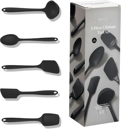 GIR: Get It Right 5 Piece Silicone Ultimate Kitchen Utensils Set - Ladle, Spatula, Flip, Spoon & Spoonula - Non-Toxic Cooking Utensils for Nonstick Cookware, Cooking and Baking - Red