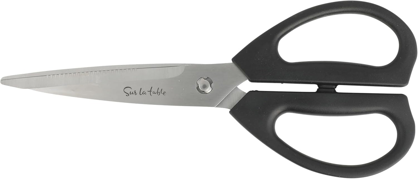 Sur La Table Kitchen Essentials Tasting Kitchen High-Carbon German Steel 7 Piece Full Tang Forged Cutlery Knife Block Set - Eggshell White W/Ashwood Block