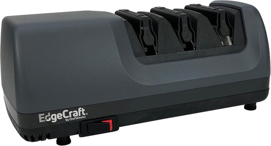 EdgeCraft Professional Electric Knife Sharpeners AngleSelect for 15- and 20-Degree Straight-Edge and Serrated Knives with Diamond Abrasives & Precision Angle Control, 2-Stage, Gray
