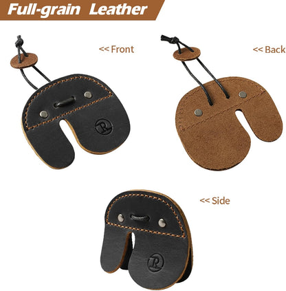 Ringsun Leather Archery Finger Tabs,Handmade Archery Finger Guard for Shooting Practice Gear, Recurve Bow Fingers Tab