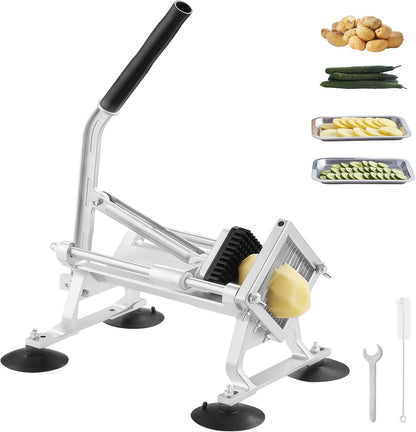 VEVOR Commercial Vegetable Slicer, 1/4 and 1/2 inch Tomato Slicer, Stainless Steel and Aluminum Alloy Vegetable Cutter Slicer, Manual Tomato Slicer with Non-slip Feet, for Tomatoes, Onions, Potatoes