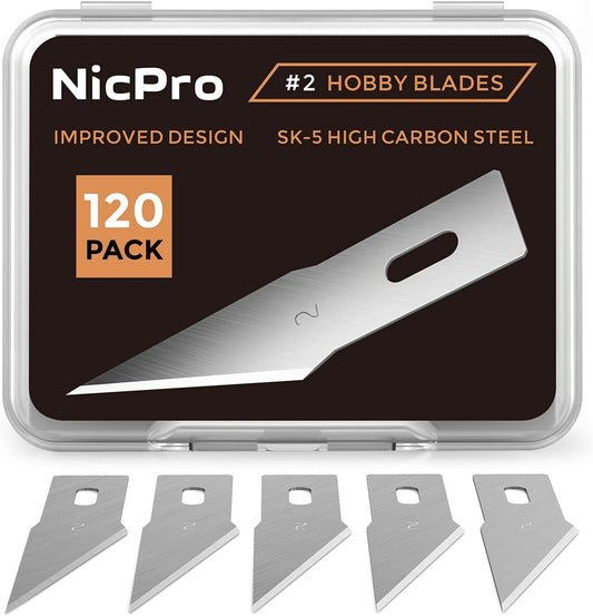 Nicpro 240 PCS Hobby Blades Set SK-5, Art Utility #11 Blades Refill Cutting Tool with Storage Case for Craft, Hobby, Scrapbooking, Stencil - 2 Pack of Case